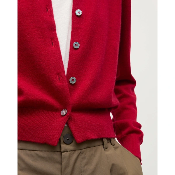 Johnstons of Elgin Iris Red Classic Cashmere Cardigan