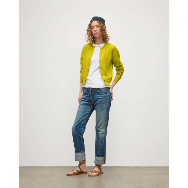 Johnstons of Elgin Iris Yellow Classic Cashmere Cardigan