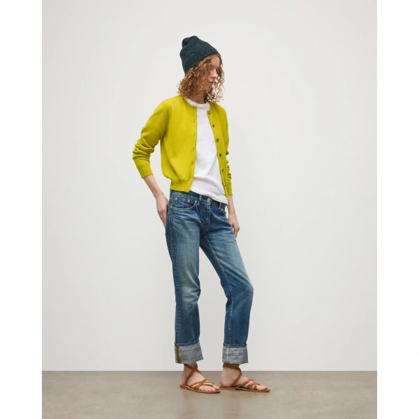 Johnstons of Elgin Iris Yellow Classic Cashmere Cardigan
