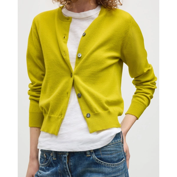 Johnstons of Elgin Iris Yellow Classic Cashmere Cardigan
