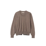Johnstons of Elgin Jessie Back Split Brown Colour Block Cashmere Jumper | Sweaters | Coveti