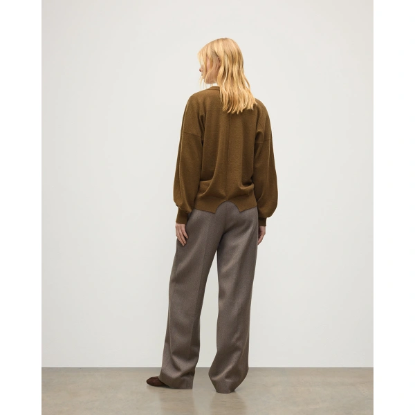 Johnstons of Elgin Jessie Back Split Green Cashmere Jumper