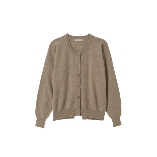 Johnstons of Elgin Jessie Light Brown Cashmere Cardigan | Cardigan | Coveti