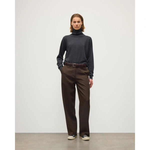Johnstons of Elgin Jessie Roll Neck Charcoal Cashmere Jumper