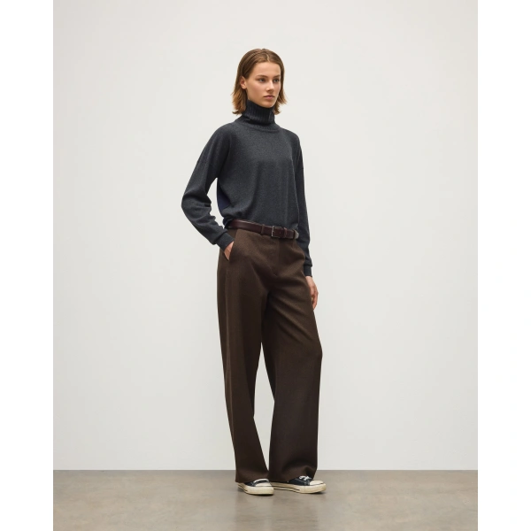 Johnstons of Elgin Jessie Roll Neck Charcoal Cashmere Jumper