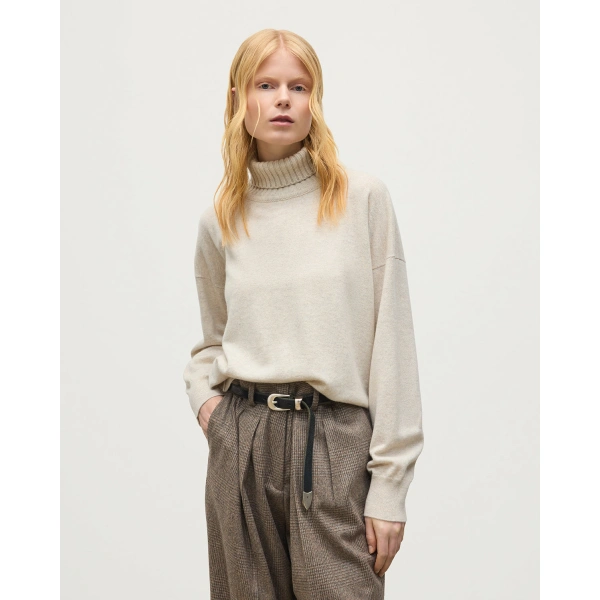 Johnstons of Elgin Jessie Roll Neck Natural Cashmere Jumper