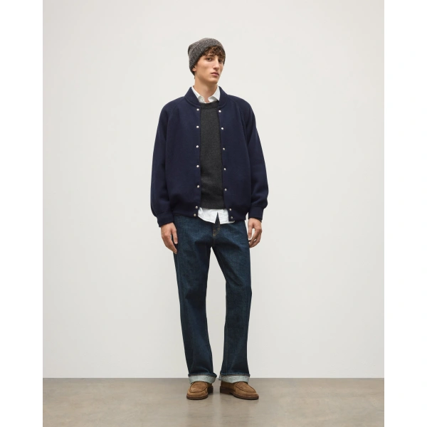 Johnstons of Elgin Keppie Dark Navy Cashmere Bomber Jacket