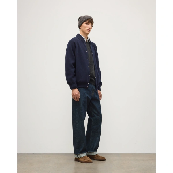 Johnstons of Elgin Keppie Dark Navy Cashmere Bomber Jacket