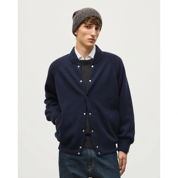 Johnstons of Elgin Keppie Dark Navy Cashmere Bomber Jacket