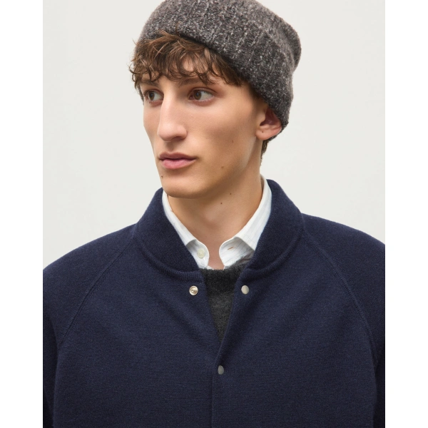 Johnstons of Elgin Keppie Dark Navy Cashmere Bomber Jacket