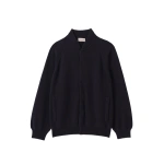 Johnstons of Elgin Keppie Dark Navy Cashmere Bomber Jacket | Men Knitwear | Coveti