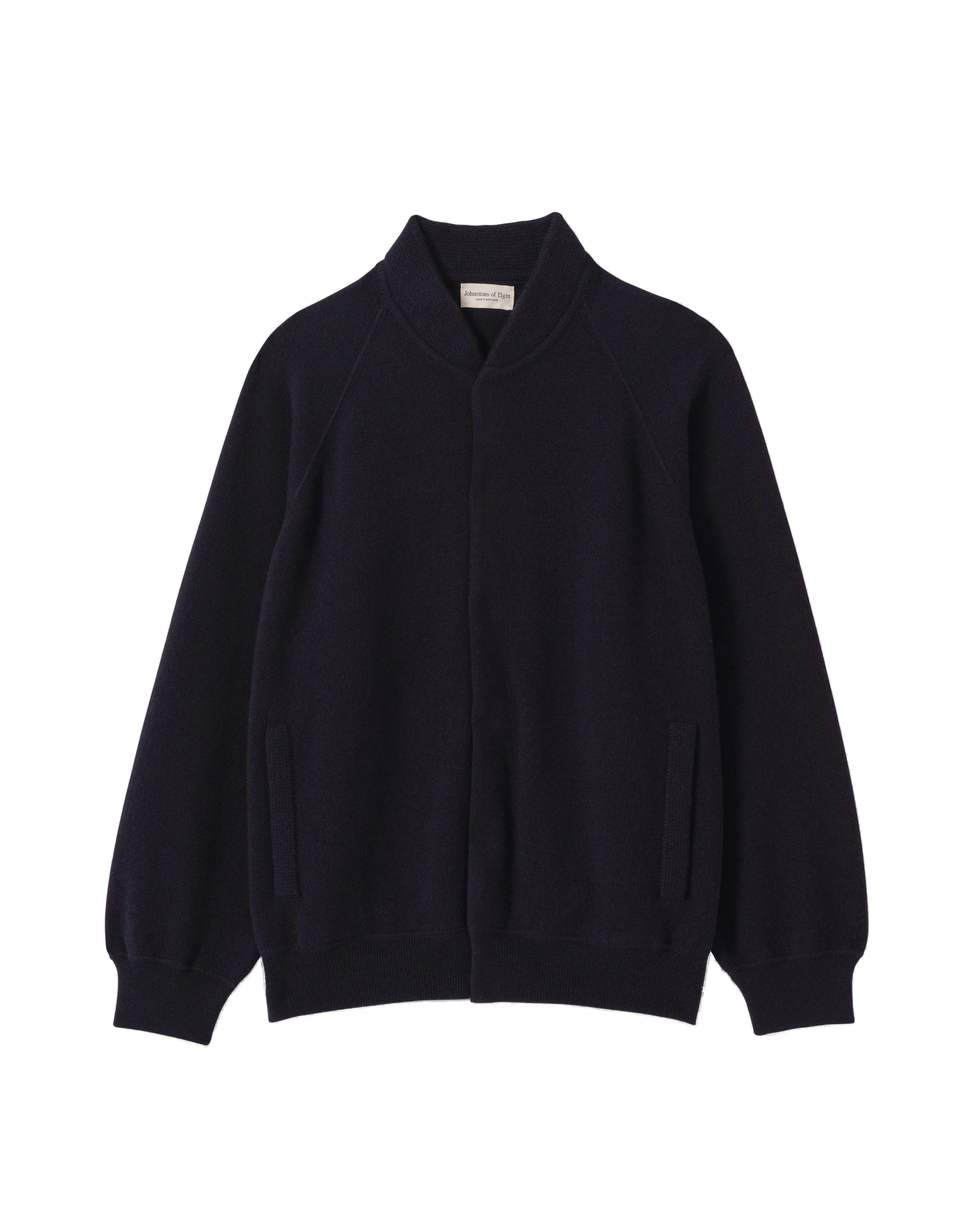 Johnstons of Elgin Keppie Dark Navy Cashmere Bomber Jacket Johnstons of Elgin Keppie Dark Navy Cashmere Bomber Jacket | Men Knitwear | Coveti