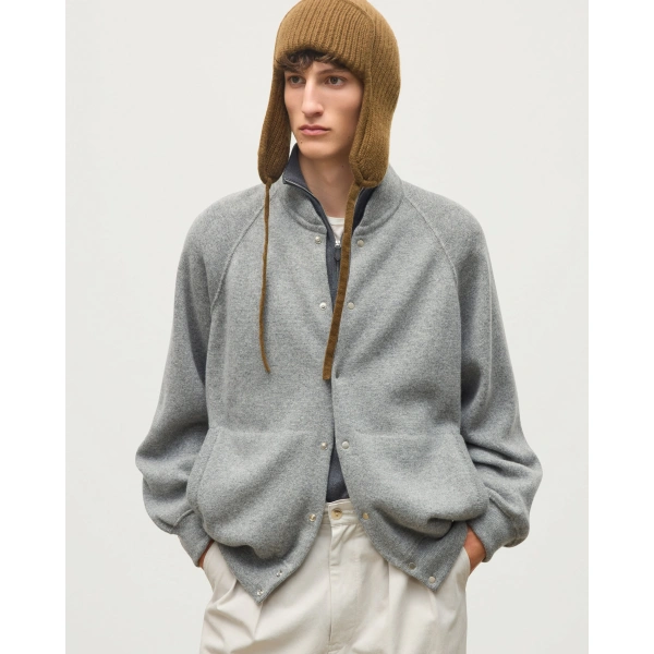 Johnstons of Elgin Keppie Grey Cashmere Bomber Jacket
