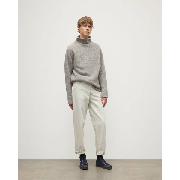 Johnstons of Elgin Kester Blue Marl Cashmere Funnel Neck Jumper