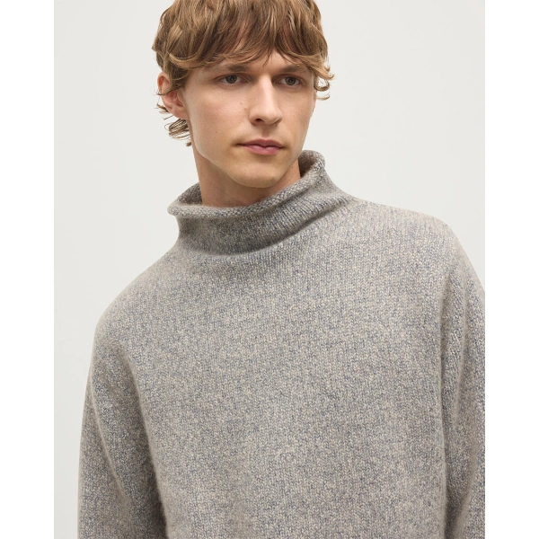 Johnstons of Elgin Kester Blue Marl Cashmere Funnel Neck Jumper