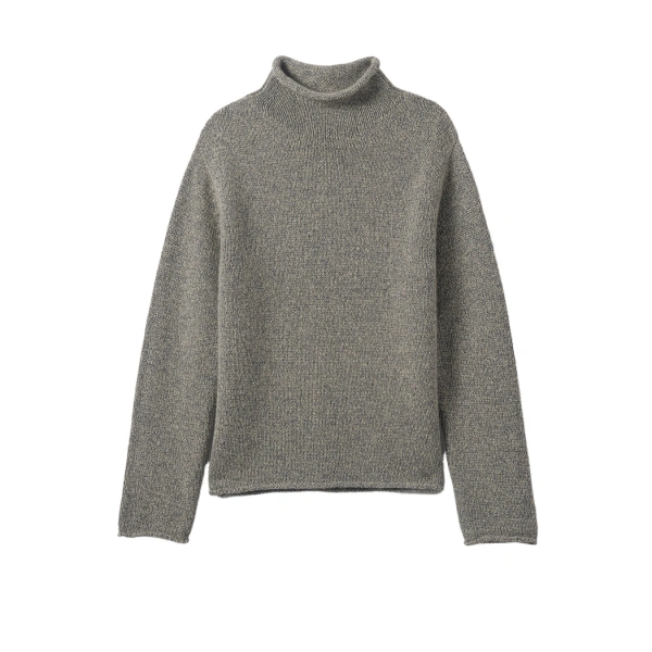 Johnstons of Elgin Kester Blue Marl Cashmere Funnel Neck Jumper | Men Knitwear | Coveti