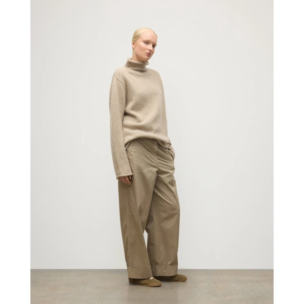 Johnstons of Elgin Kester Natural Marl Cashmere Funnel Neck Jumper