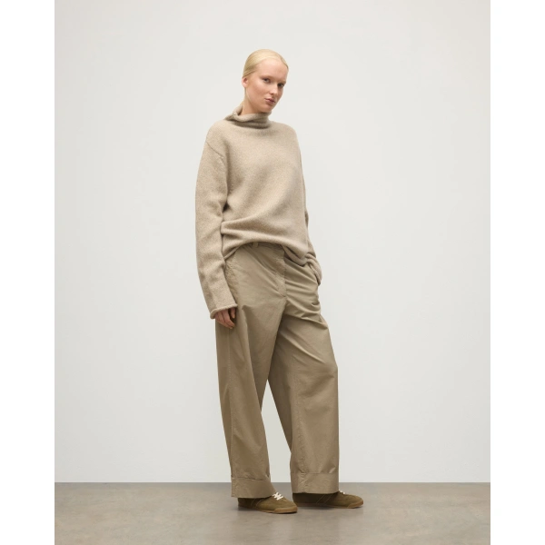 Johnstons of Elgin Kester Natural Marl Cashmere Funnel Neck Jumper