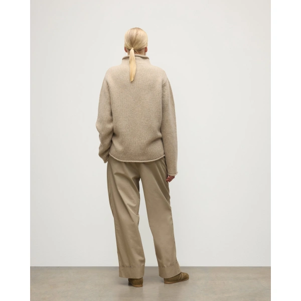 Johnstons of Elgin Kester Natural Marl Cashmere Funnel Neck Jumper