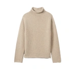 Johnstons of Elgin Kester Natural Marl Cashmere Funnel Neck Jumper | Sweaters | Coveti