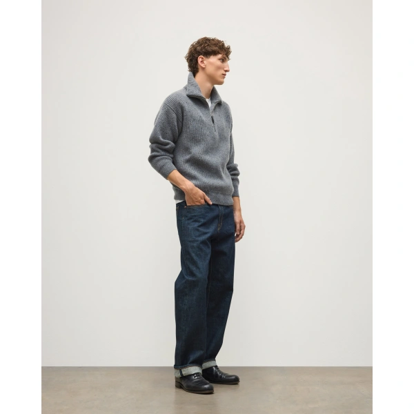 Johnstons of Elgin Kinnaird Grey Half Zip Donegal Cashmere Jumper