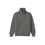 Johnstons of Elgin Kinnaird Grey Half Zip Donegal Cashmere Jumper | Men Knitwear | Coveti