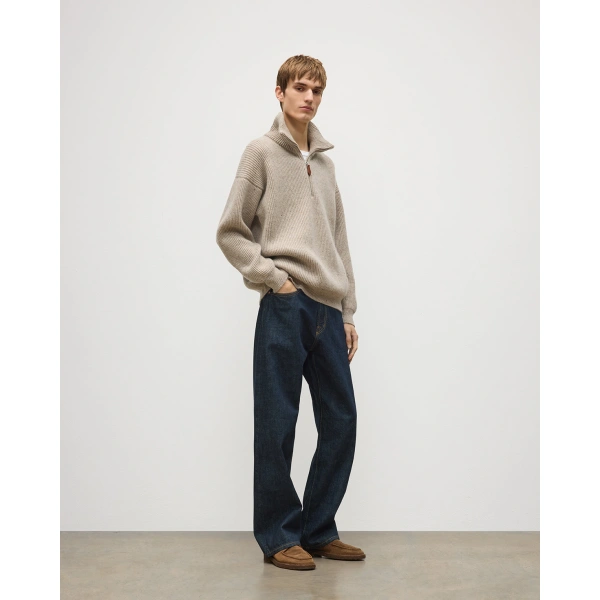 Johnstons of Elgin Kinnaird Natural Half Zip Donegal Cashmere Jumper