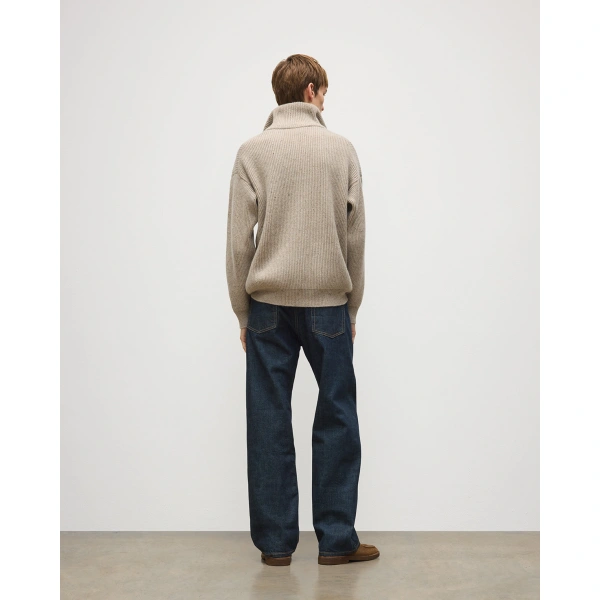 Johnstons of Elgin Kinnaird Natural Half Zip Donegal Cashmere Jumper