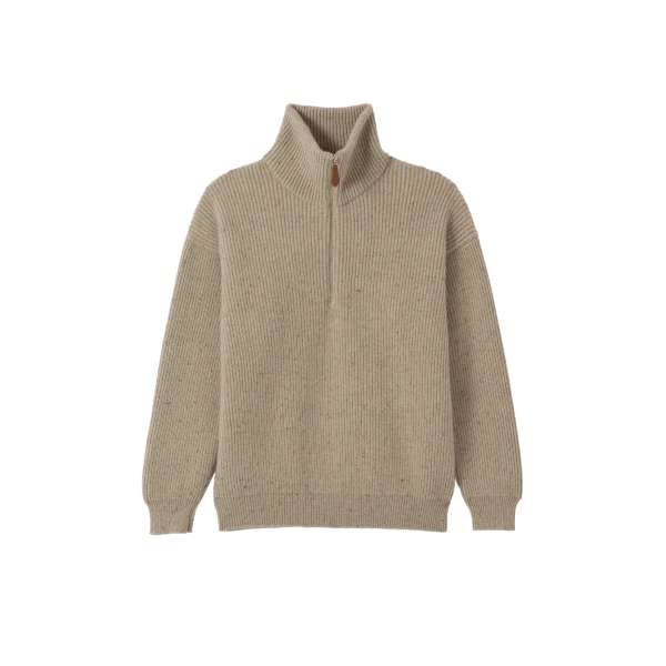 Kinnaird Natural Half Zip Donegal Cashmere Jumper