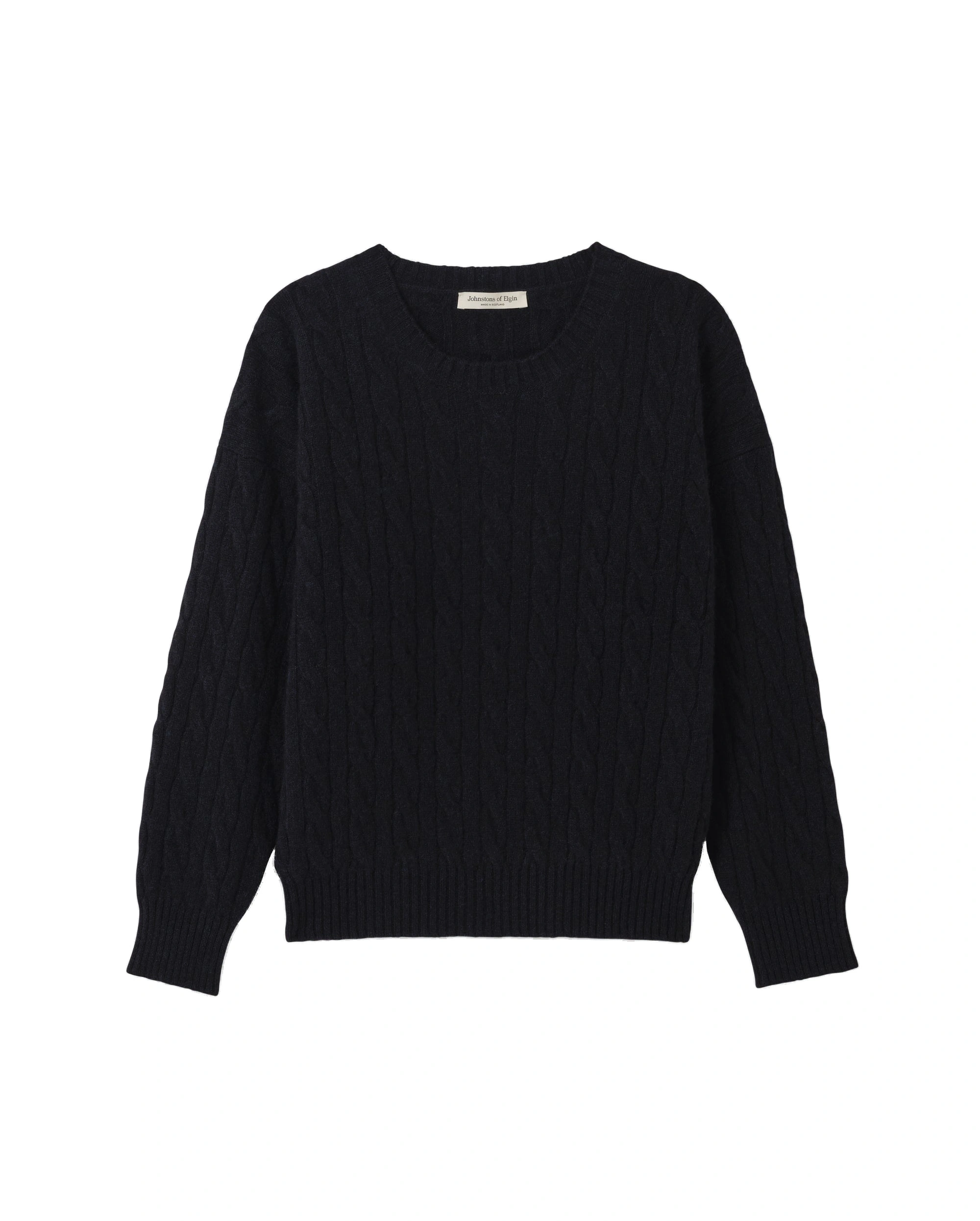Johnstons of Elgin Kylesku Dark Blue Cashmere Jumper Johnstons of Elgin Kylesku Dark Blue Cashmere Jumper | Sweaters | Coveti