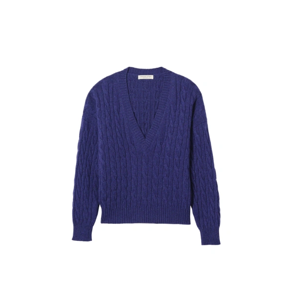 Kylesku Deep V Blue Cashmere Jumper