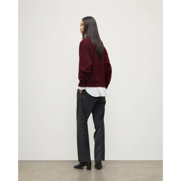 Johnstons of Elgin Kylesku Deep V Dark Red Cashmere Jumper