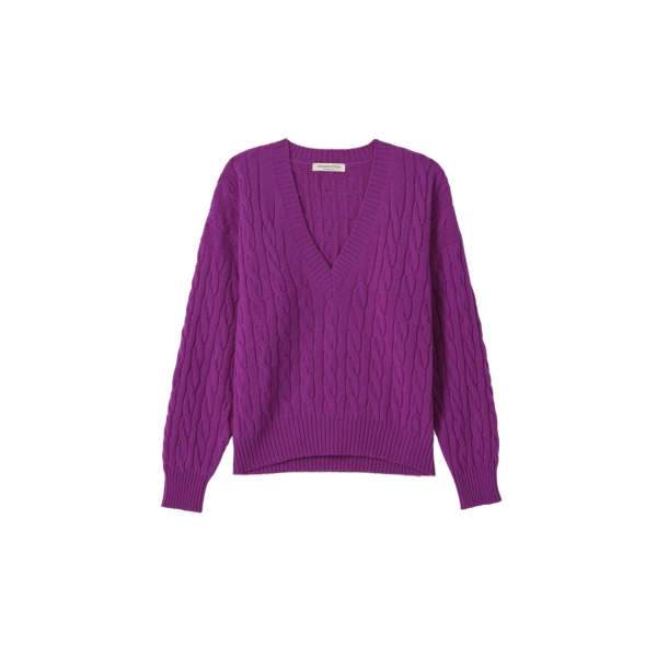 Kylesku Deep V Purple Cashmere Jumper