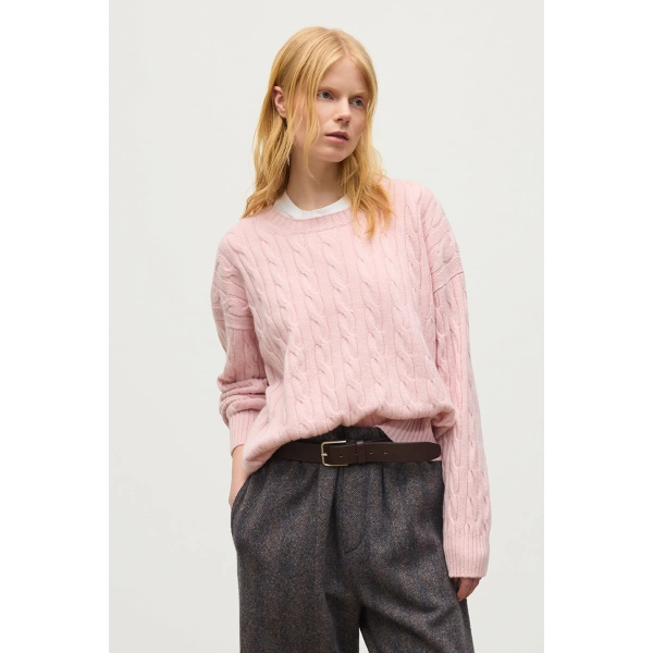 Johnstons of Elgin Kylesku Pink Cashmere Jumper