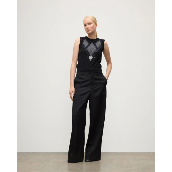 Johnstons of Elgin Le Jabots Black Cashmere Tank