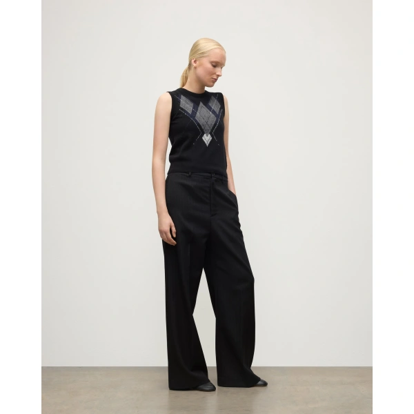 Johnstons of Elgin Le Jabots Black Cashmere Tank
