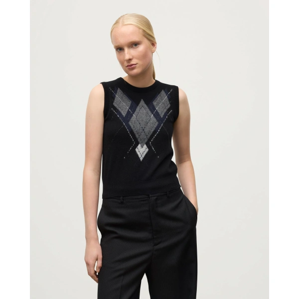 Johnstons of Elgin Le Jabots Black Cashmere Tank