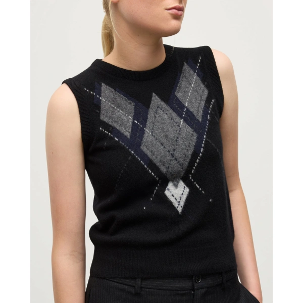 Johnstons of Elgin Le Jabots Black Cashmere Tank