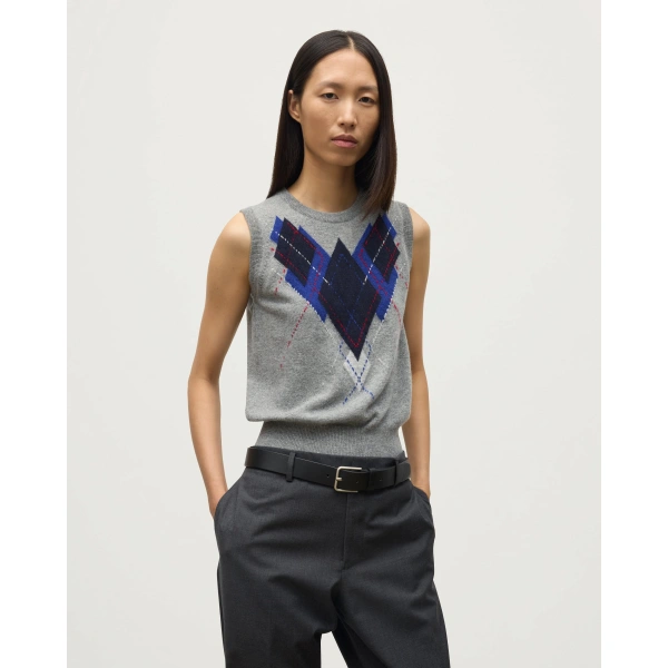 Johnstons of Elgin Le Jabots Grey Cashmere Tank
