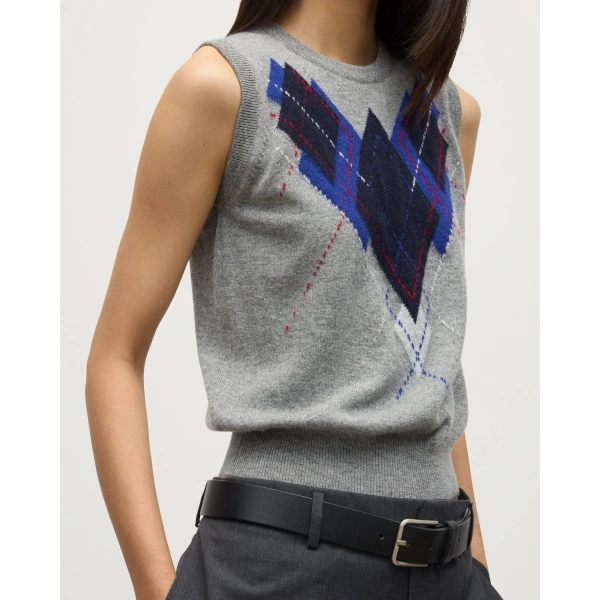 Johnstons of Elgin Le Jabots Grey Cashmere Tank