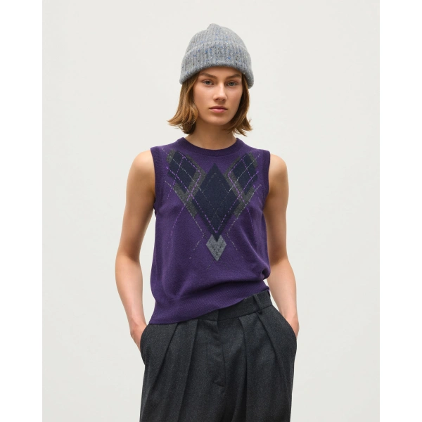 Johnstons of Elgin Le Jabots Purple Cashmere Tank
