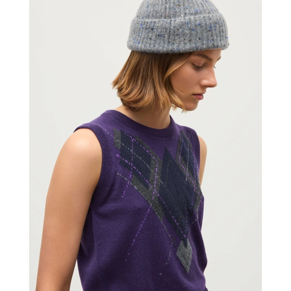 Johnstons of Elgin Le Jabots Purple Cashmere Tank