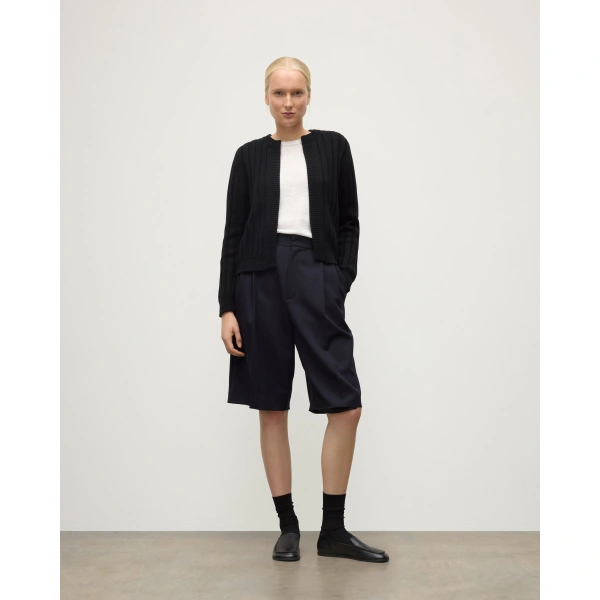 Johnstons of Elgin Lecht Black Cashmere Crew Cardigan