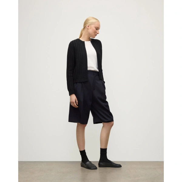 Johnstons of Elgin Lecht Black Cashmere Crew Cardigan