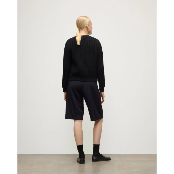 Johnstons of Elgin Lecht Black Cashmere Crew Cardigan