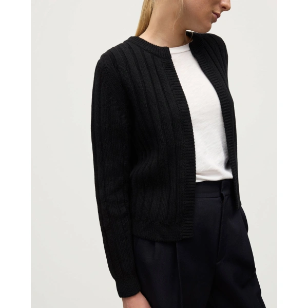 Johnstons of Elgin Lecht Black Cashmere Crew Cardigan