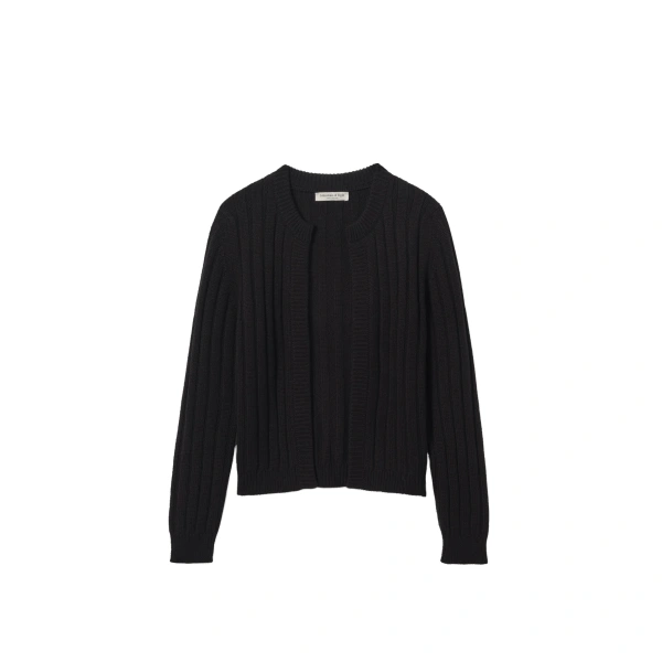 Johnstons of Elgin Lecht Black Cashmere Crew Cardigan | Cardigan | Coveti