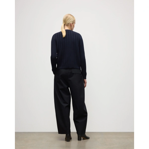 Johnstons of Elgin Lecht Dark Navy Cashmere Crew Cardigan