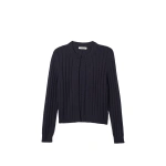 Johnstons of Elgin Lecht Dark Navy Cashmere Crew Cardigan | Cardigan | Coveti