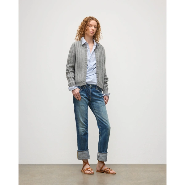 Johnstons of Elgin Lecht Grey Cashmere Crew Cardigan
